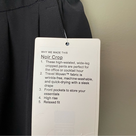 NWT LULULEMON Noir Wide-Leg Tie-Waist High Rise Flowy Crop Pants Black Size 2 - Picture 9 of 10